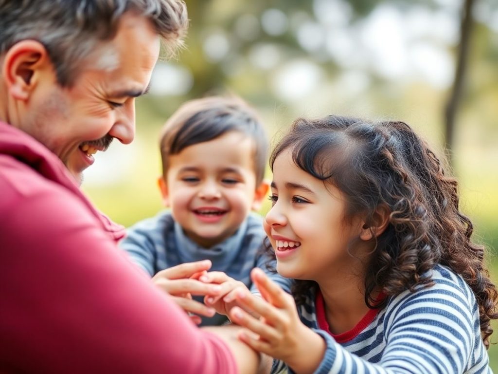 Părinte și copil fericit în activitate în aer liber.