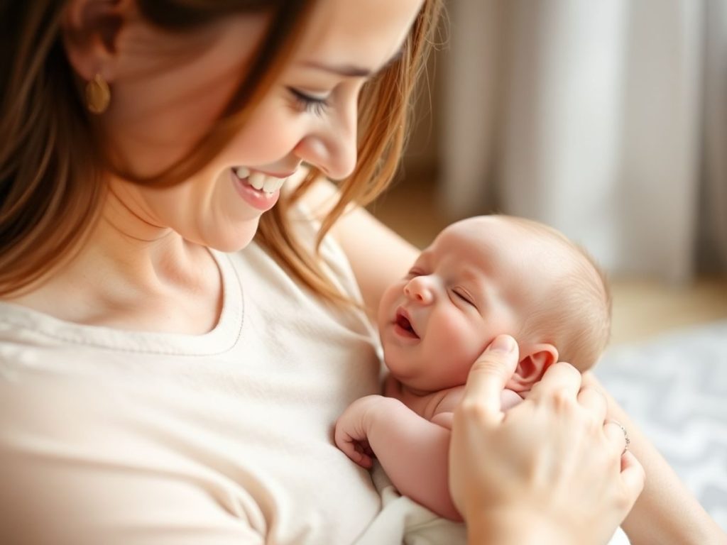 Părinți fericiți cu nou-născutul lor în brațe.